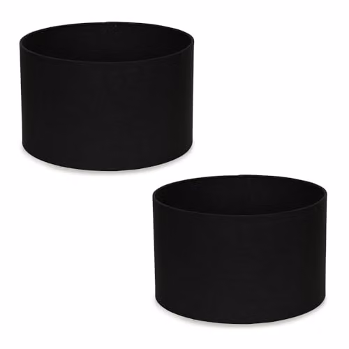 ValueLights Reni Pair of Black Fabric Drum Ceiling Lamp Shades with Reducer Ring, Width: 25 cm – 4