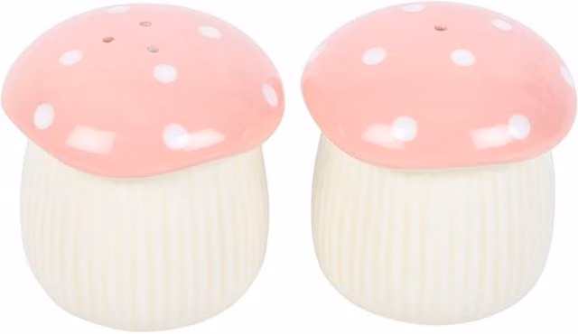 KDMK Pink Mushroom Ceramic Salt and Pepper Shakers