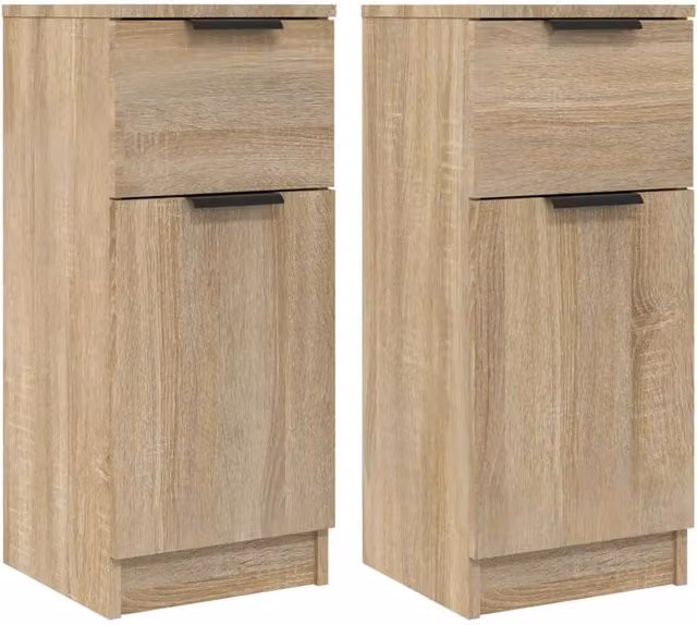 Berkfield Home Set of 2 Sonoma Oak Sideboards in Brown, W/D/H: 30 x 30 x 70 cm