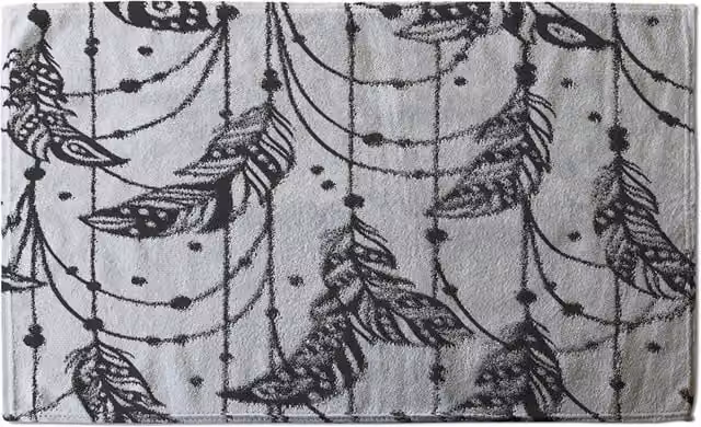 Benjamin Tate Design LTD Hand Drawn Bohemian Chic Graphic Kitchen Towel in Black and White