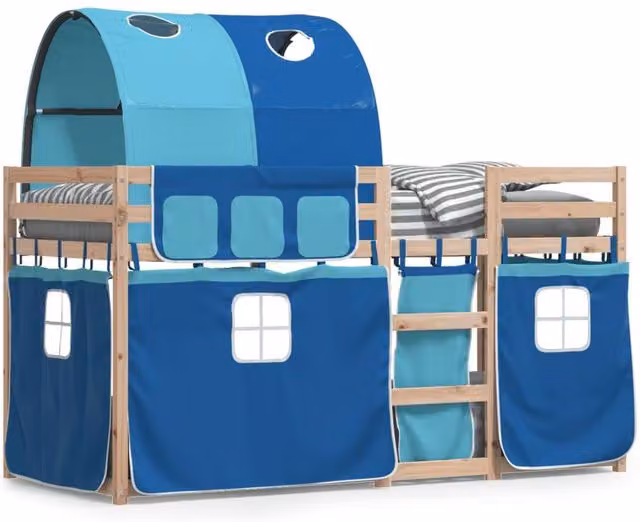 Berkfield Home Rustic Blue Solid Wood Pine Bunk Bed for Children W: 80 cm, L: 200 cm – 1