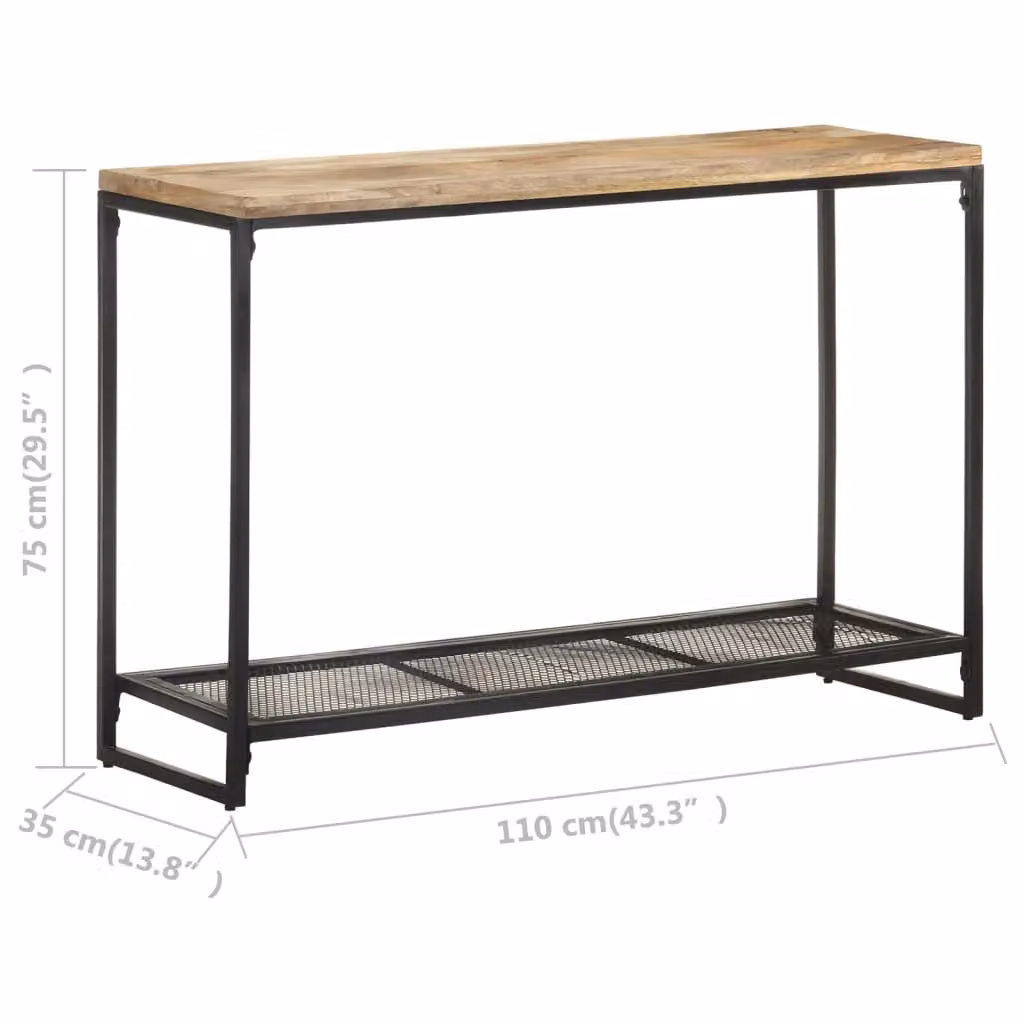 Berkfield Home Rustic Solid Mango Wood Console Table, Brown, W/D/H: 110 x 35 x 75 cm – 3