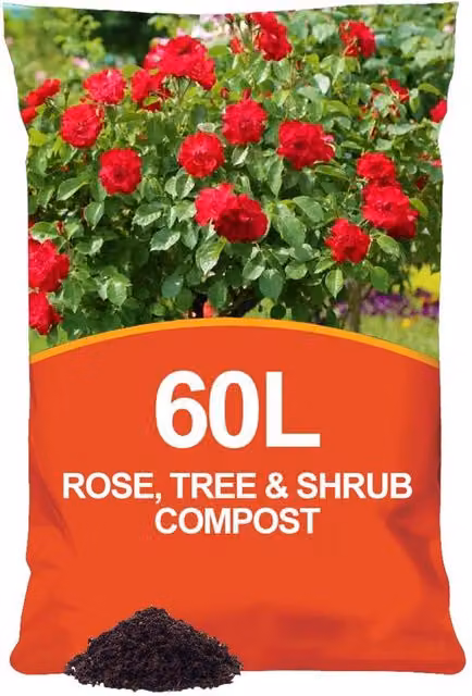 Simpa Specially Formulated Rose, Tree and Shrub Compost, 60L, Dark Brown
