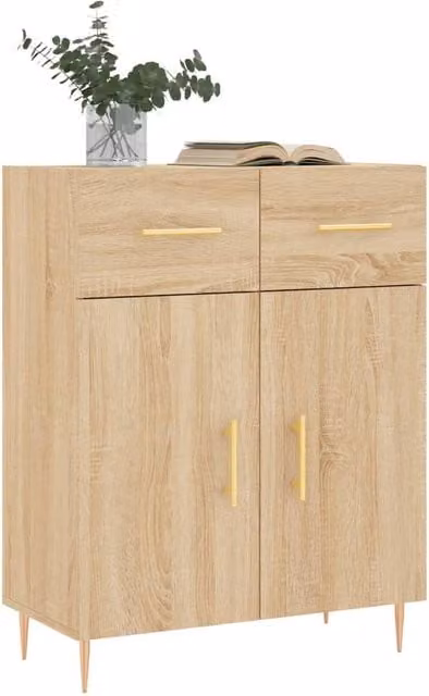 Berkfield Home Sonoma Oak Sideboard in Light Oak, W/D/H: 69.5 x 34 x 90 cm