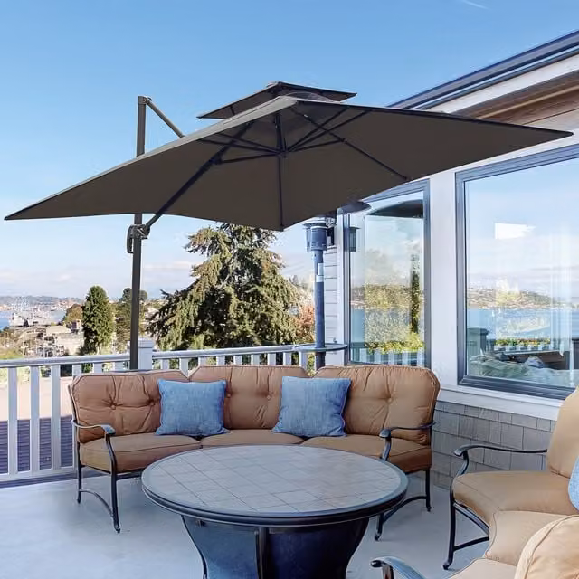 Outsunny 360 Degree Cantilever Umbrella in Dark Grey with Aluminium and Polyester Construction