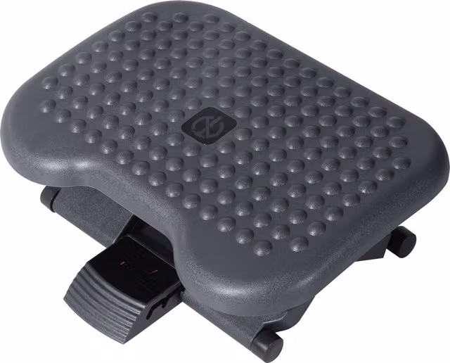 HOMCOM Ergonomic Adjustable Height and Angle Tilting Footrest for Home Office in Black or Grey – 1