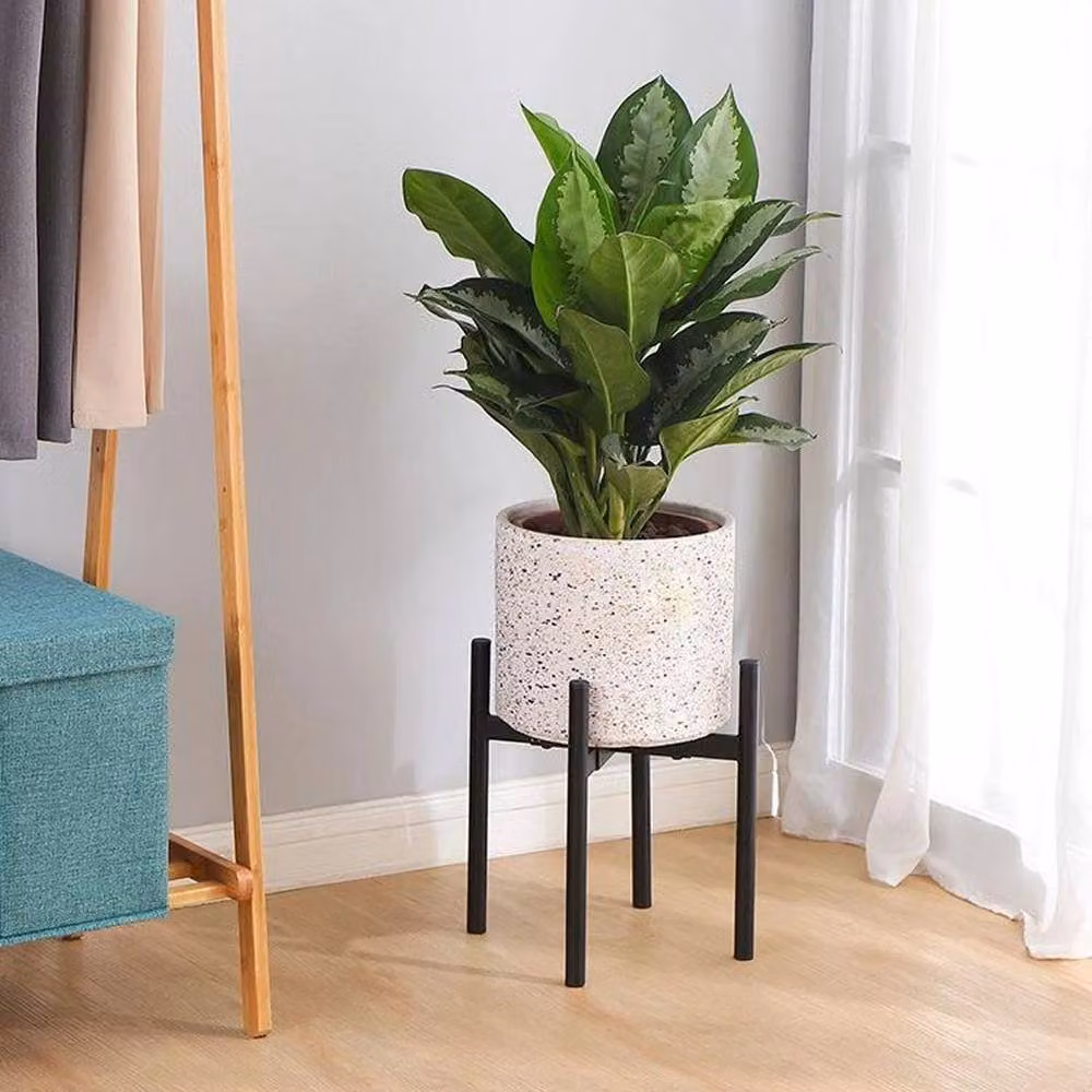 KORVIXA Adjustable Metal Flower Pot Plant Stand in Black – 3