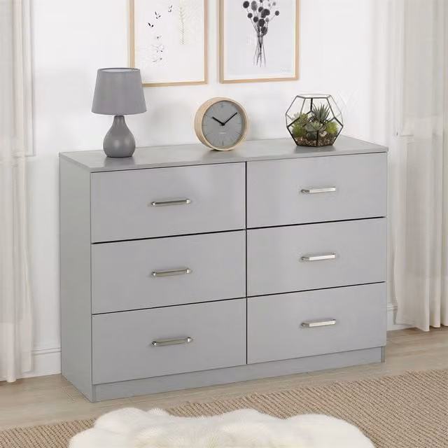 Seconique Dakota 6 Drawer Chest in Grey