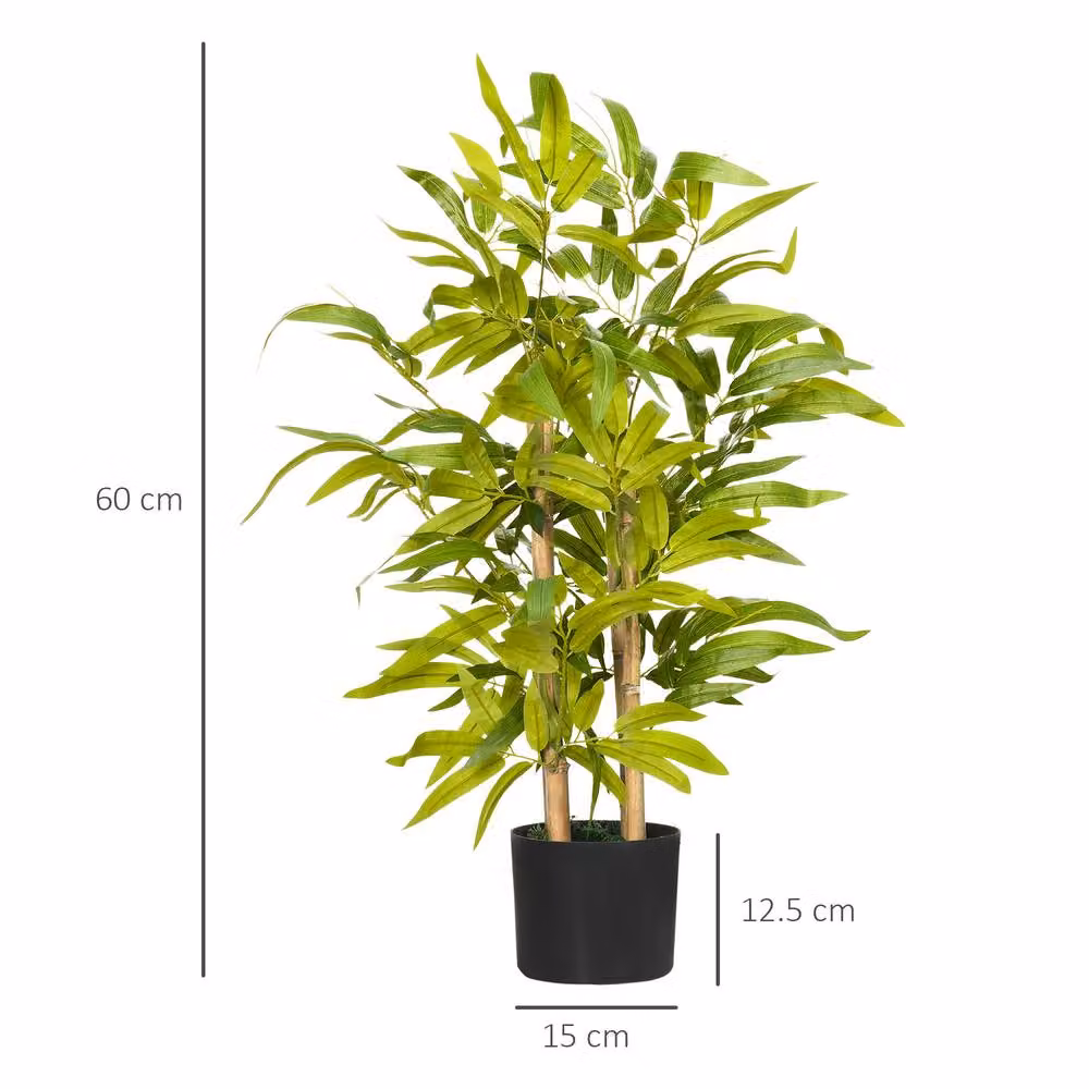 STILVORA Artificial Green Bamboo Plant in a Concrete Pot, Height: 60 cm – 2