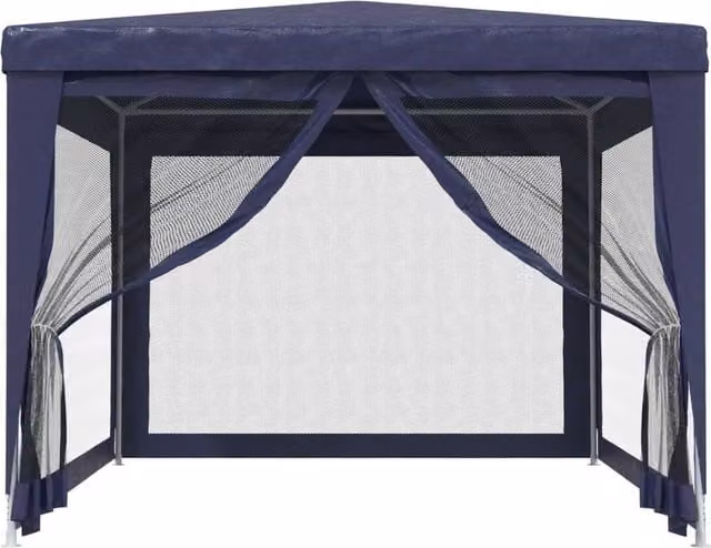 Berkfield Home Party Tent with 4 Mesh Sidewalls, Blue, W: 4 m, D: 3 m, H: 2.46 m