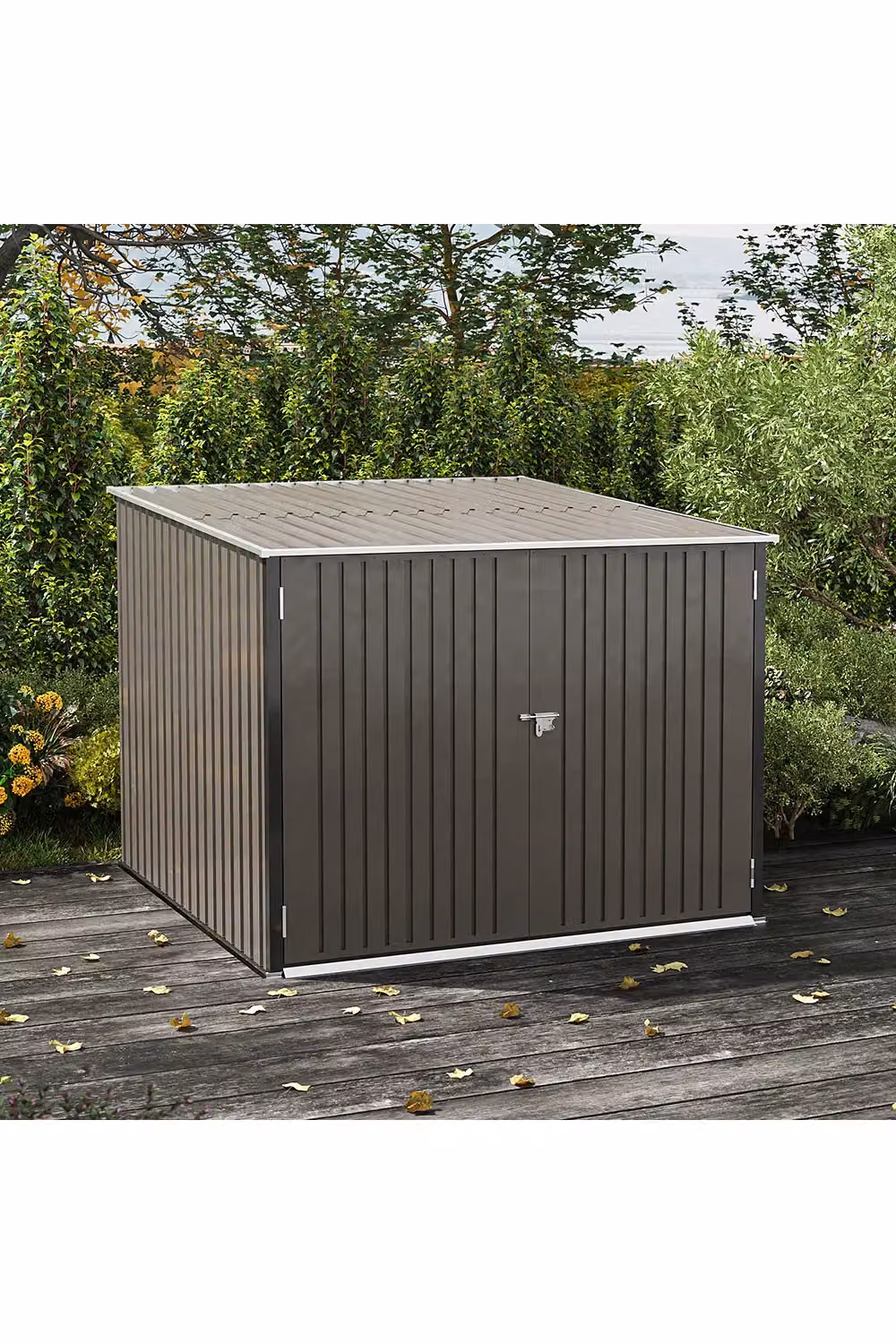 Living and Home Lockable Metal Outdoor Bike Storage Shed in Grey, W/D/H: 195.0 x 157.5 x 205.0 cm – 2