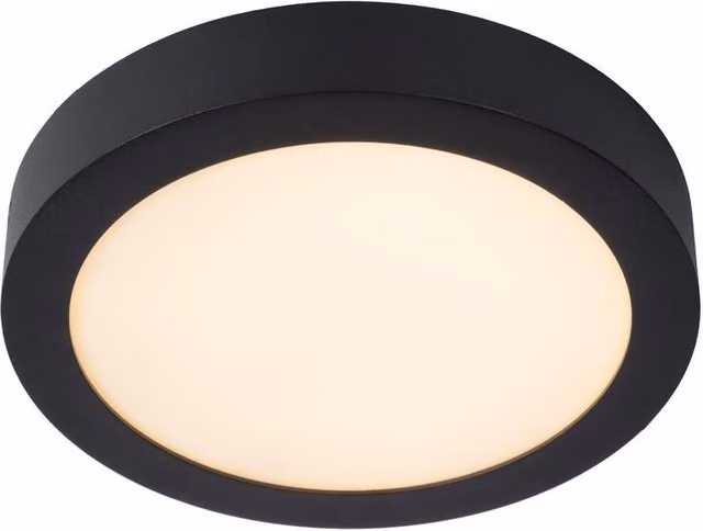 Lucide Brice Dimmable Round LED Flush Ceiling Light for Bathrooms, Black, Diameter: 24 cm – 5