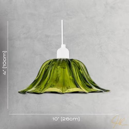 Happy Homewares Modern Scallop Moulded Glass Pendant Light Shade in Green, W/D/H: 10 x 10 x 26 cm – 4