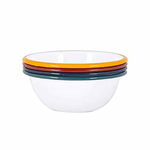 Argon Tableware Enamel Pasta Bowls, Pack of 4, Multicolour, 16cm