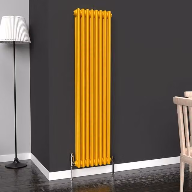 Lux Heat Vertical Coloured Column Radiator in Sunflower Yellow, H 150 cm x W 38 cm