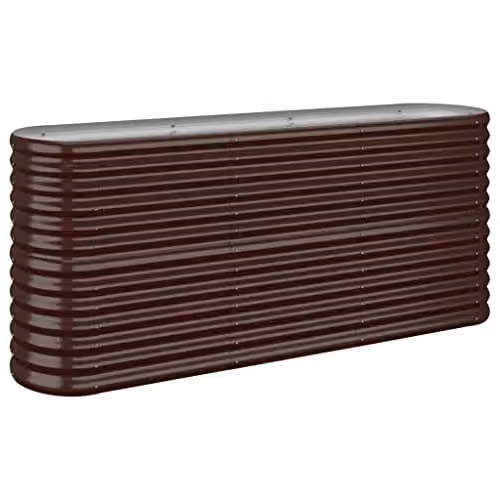 vidaXL Brown Galvanised Steel Raised Bed for Vegetable and Ornamental Gardens W: 152 cm, D: 40 cm, H: 68 cm