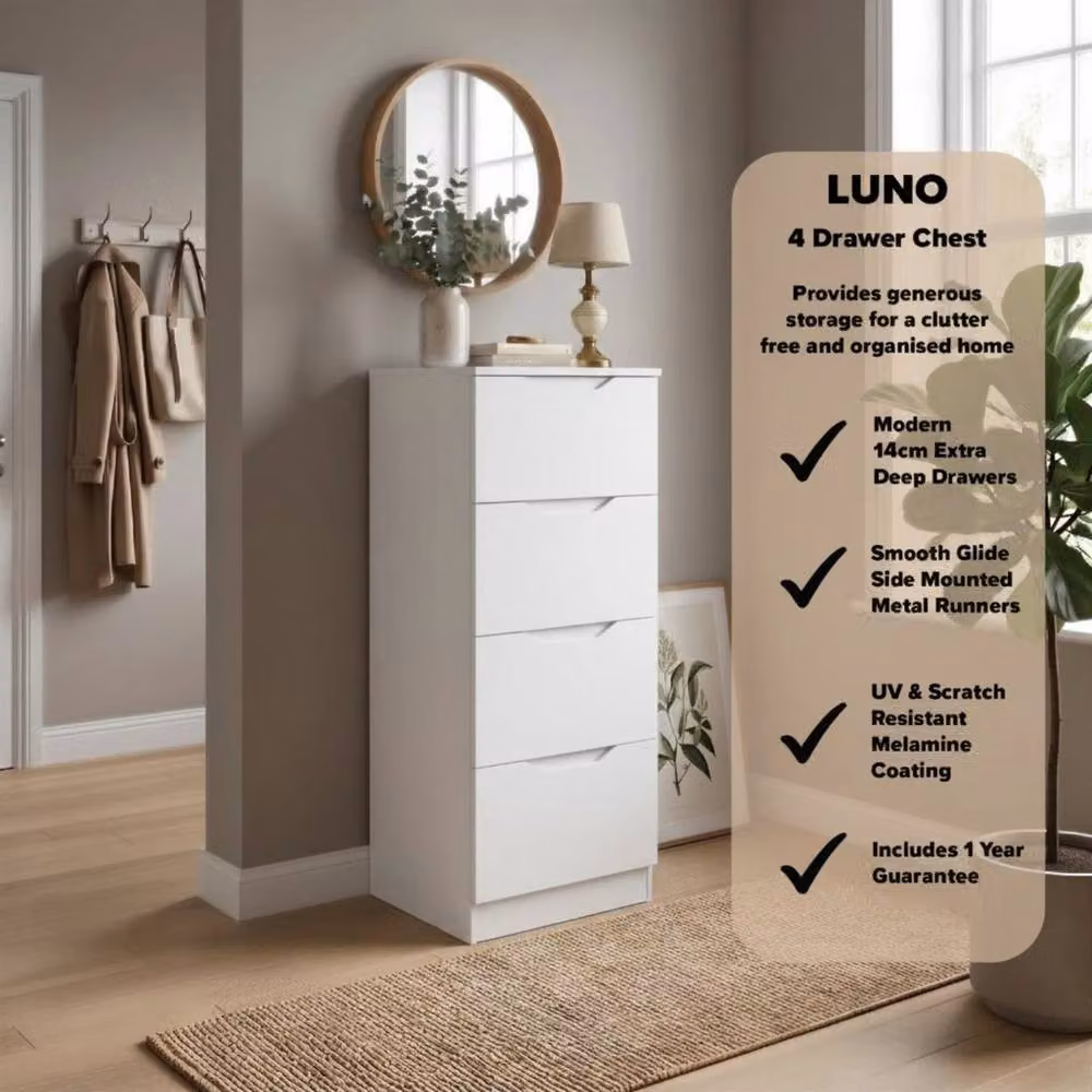 FORGEVIO White 4 Drawer Chest of Drawers – 2