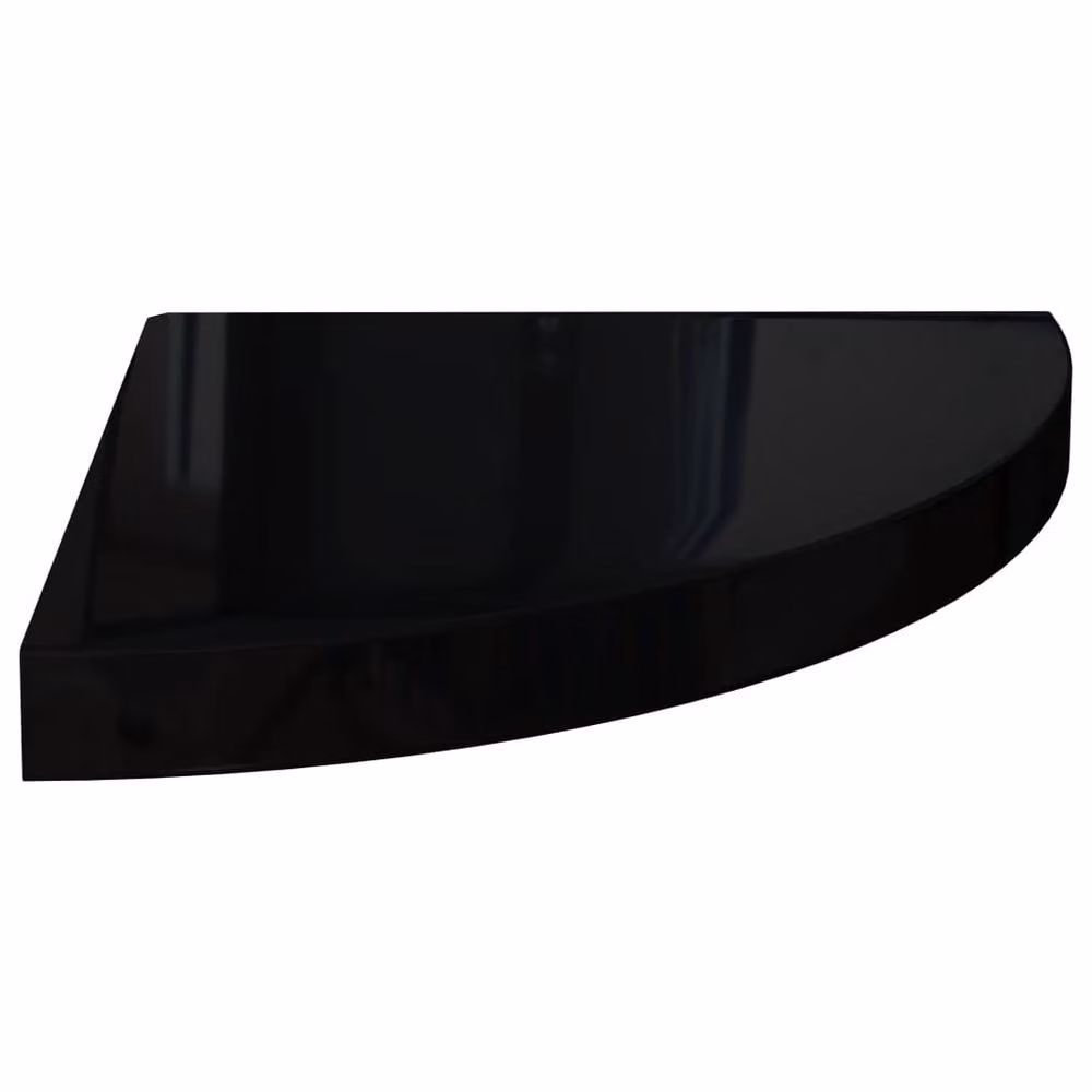 Berkfield Home Set of 2 High Gloss Black Floating Corner Shelves, W/D/H: 35 x 35 x 3.8 cm – 3