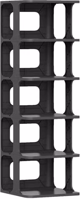 NESTLUNE 6-Tier Stackable Shoe Rack in Black, W: 100 cm, D: 15 cm