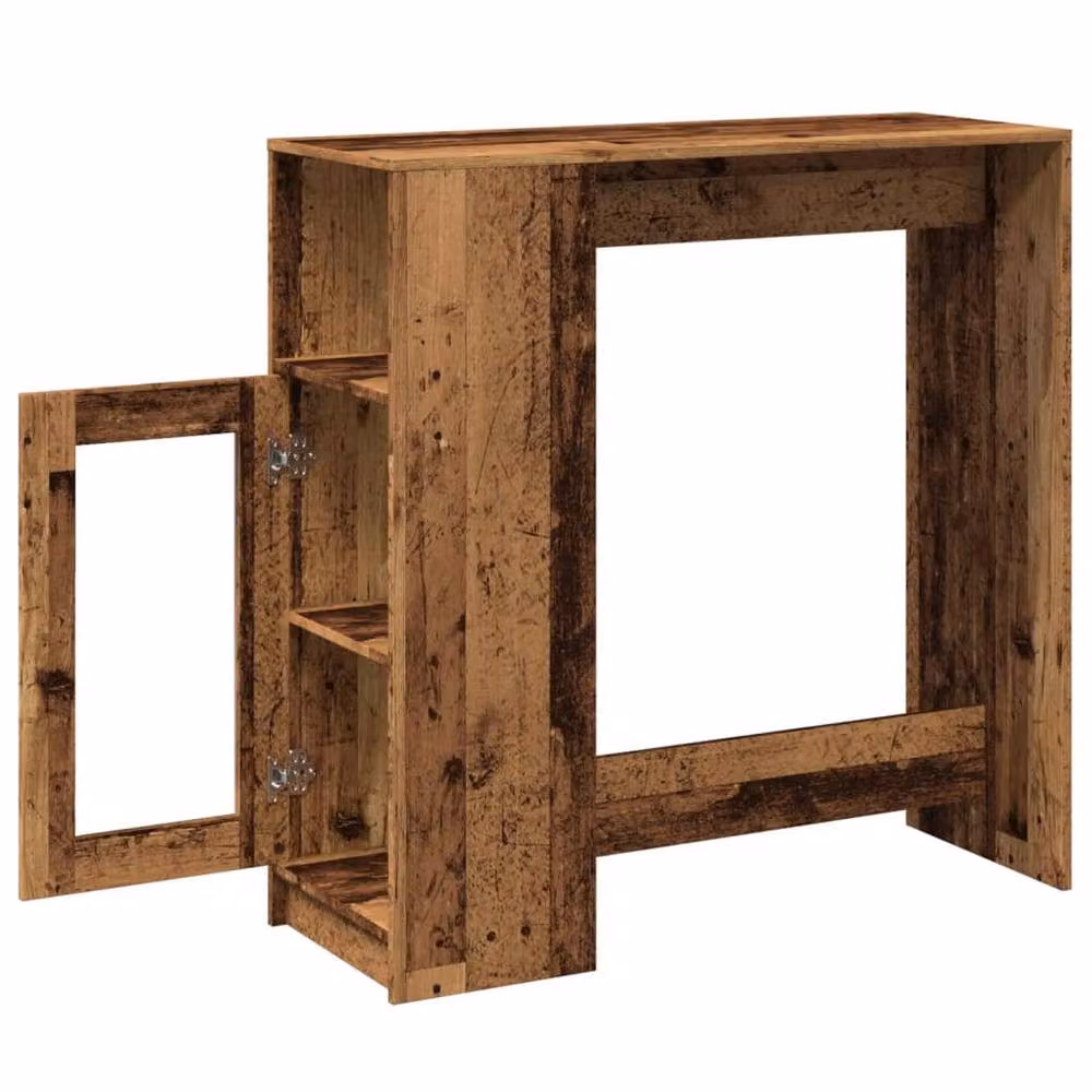 Berkfield Home Bar Table with Racks in Brown Old Wood, W/D/H: 101 x 40 x 103.5 cm – 5
