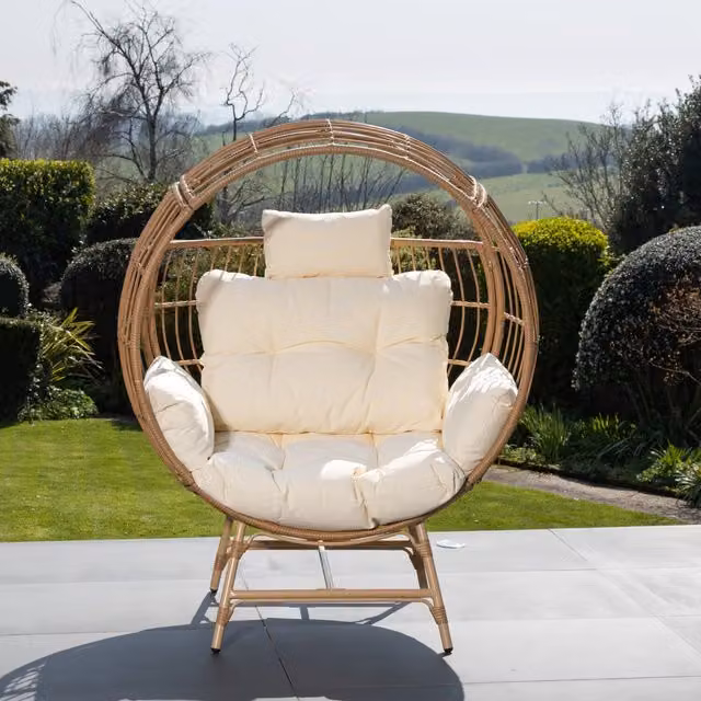 Artemis Home Harmony Round Standing Egg Chair in Cream Rattan