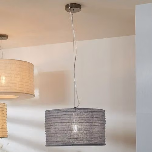 Ruma Grey Jute Drum Pendant Lampshade, Diameter: 35 cm – 1