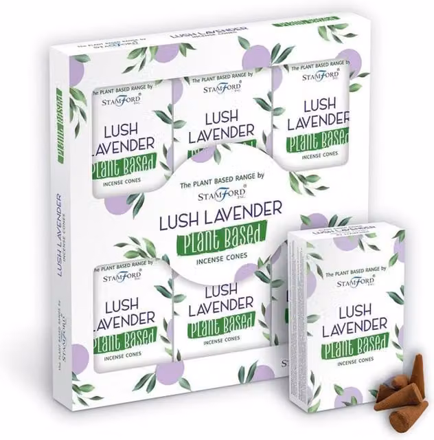 Stamford Plant Based Lush Lavender Incense Cones, White Floral Natural
