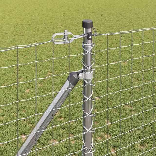 Berkfield Home Modern Round Galvanised Steel Fence Posts with Spike, Silver, 52 pcs, Height: 140 cm, Diameter: 32 mm