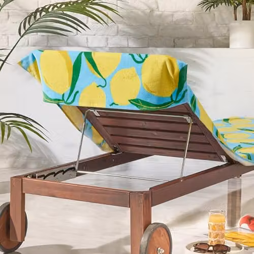 Catherine Lansfield Lemons Cotton Beach Sun Lounger Towel in Aqua Blue, W: 92 cm, L: 180 cm – 2