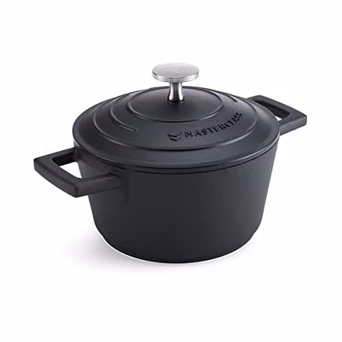 MasterClass Black Cast Aluminium Casserole Dish with Lid, 16 cm