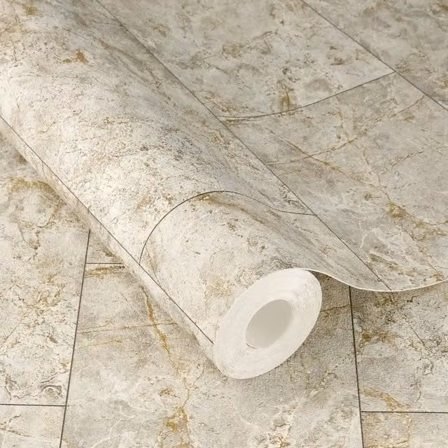 Rasch Luxora Self-Adhesive Textured Wallpaper in Grey and Gold