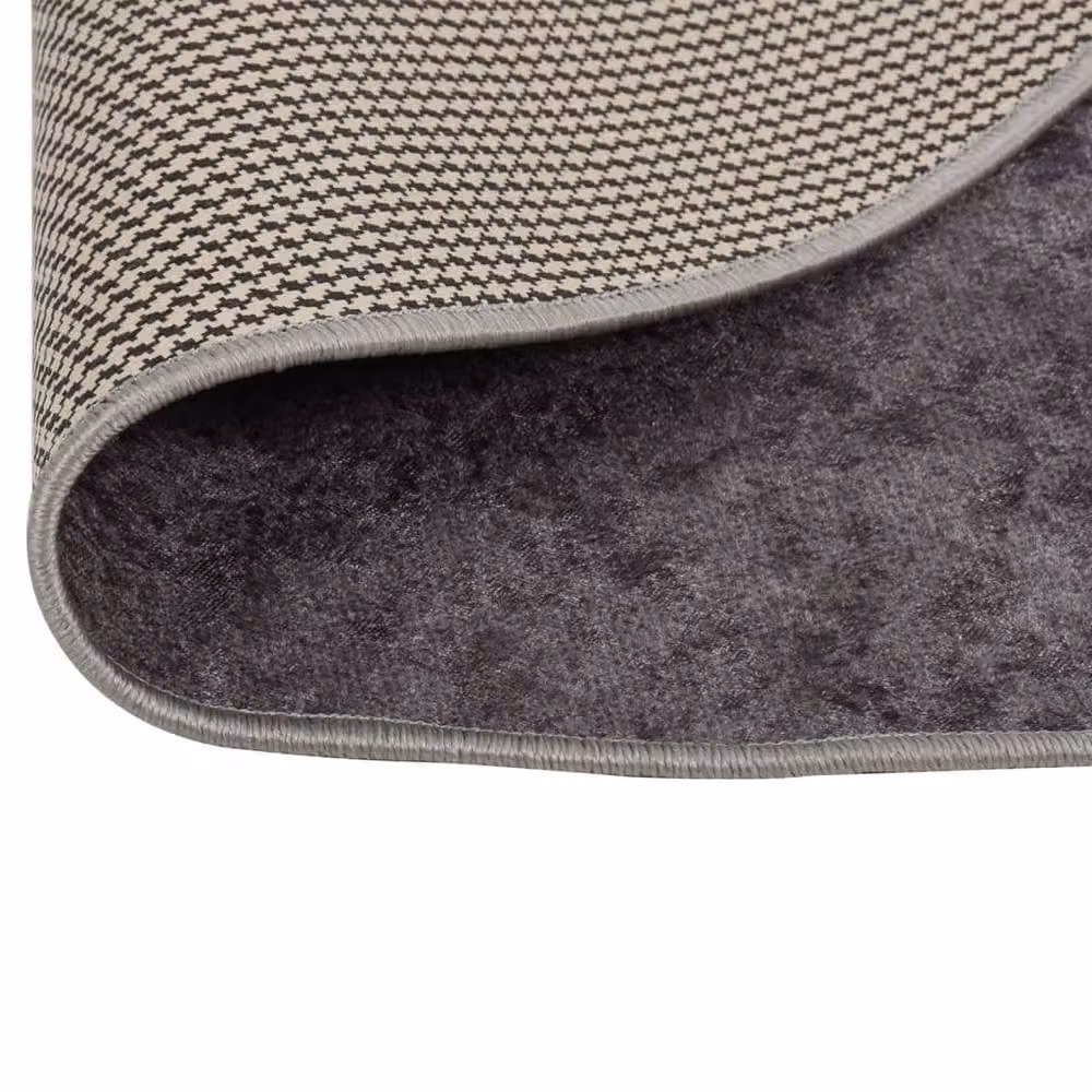 Berkfield Home Washable Round Grey Anti Slip Rug, Diameter: 100 cm – 2