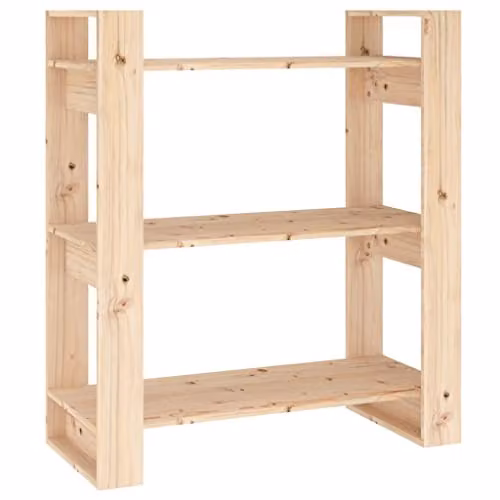 vidaXL Solid Wood Pine Book Cabinet and Room Divider in Natural Brown, W/D/H: 80 x 35 x 91 cm