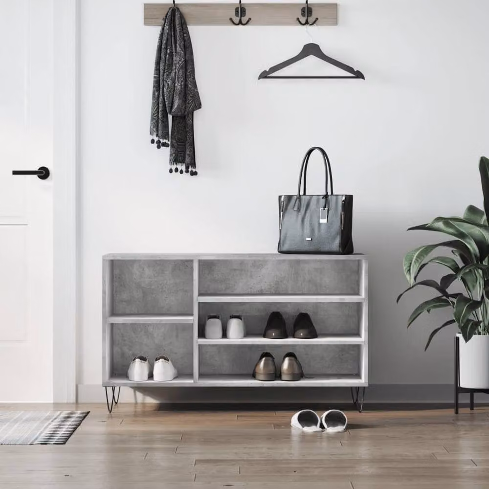 Berkfield Home Shoe Cabinet in Concrete Grey, W/D/H: 102 x 36 x 60 cm – 2