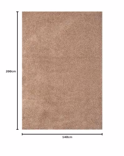 THE RUGS Beige Plain Soft High Pile Shaggy Rectangular Rug, W: 140 cm, D: 200 cm – 2