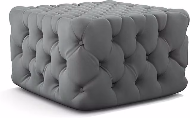 THE HOT SALE Grey Velvet Cube Footstool with Wood Framed Upholstered Design