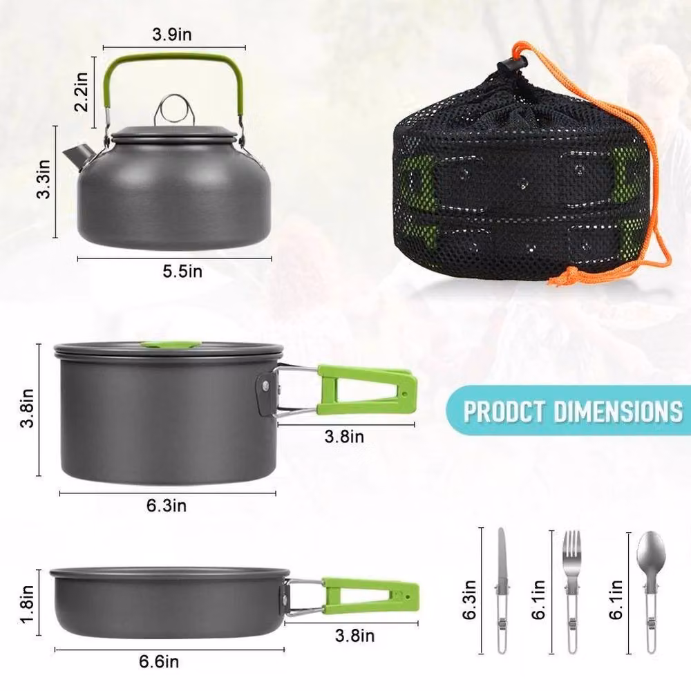 SPETLEK 8-Piece Portable Aluminium Camping Cookware Set in Grey – 3