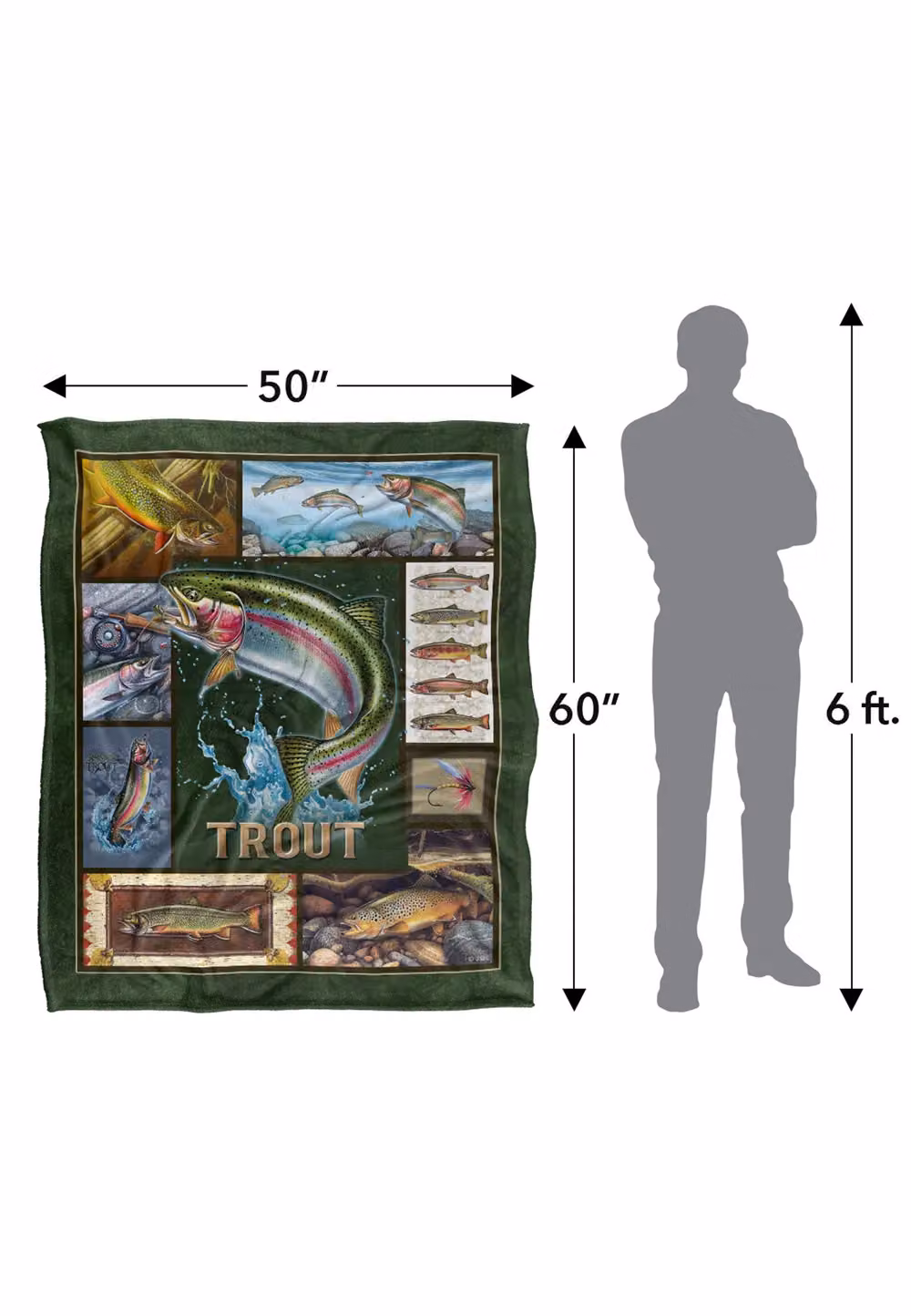 JQ Licensing Trout Fishing Silky Touch Super Soft Fleece Throw Blanket in White, W/D/H: 152 x 127 cm – 8