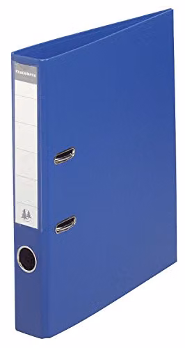 Exacompta Prem'Touch PVC Lever Arch File for A4 Documents, 2 Rings, 50mm Spine, Dark Blue
