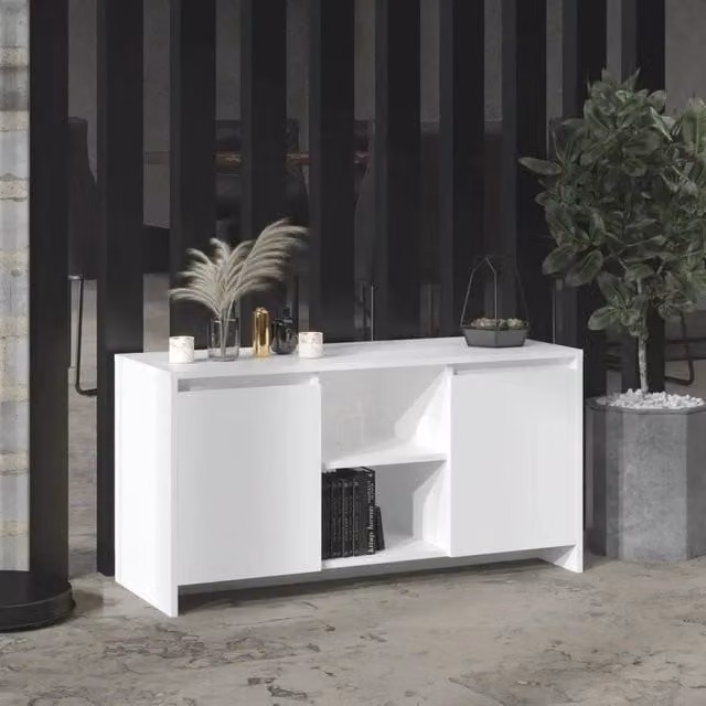 EONLION Minimalist White Matt TV Cabinet W/D/H: 102 x 37.5 x 52.5 cm