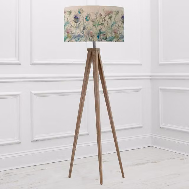 Voyage Maison Aratus Floor Lamp with Cirsium Eva Fabric Lampshade in Grey and Beige, H 158 cm x W 52 cm