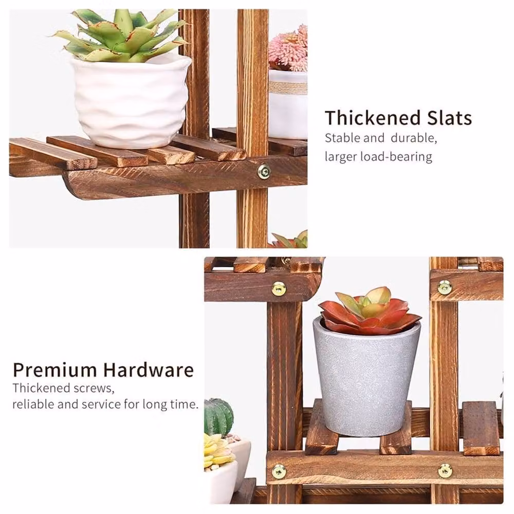 Havendro Small Brown Wooden Succulent Plant Rack for Desktop and Window Display – 4