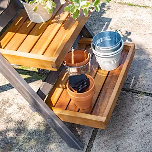 Rowlinson Alderley Small Wooden Plant Ladder Planter in Grey and Multicolour, W: 65 cm, D: 80.5 cm, H: 50 cm – 5
