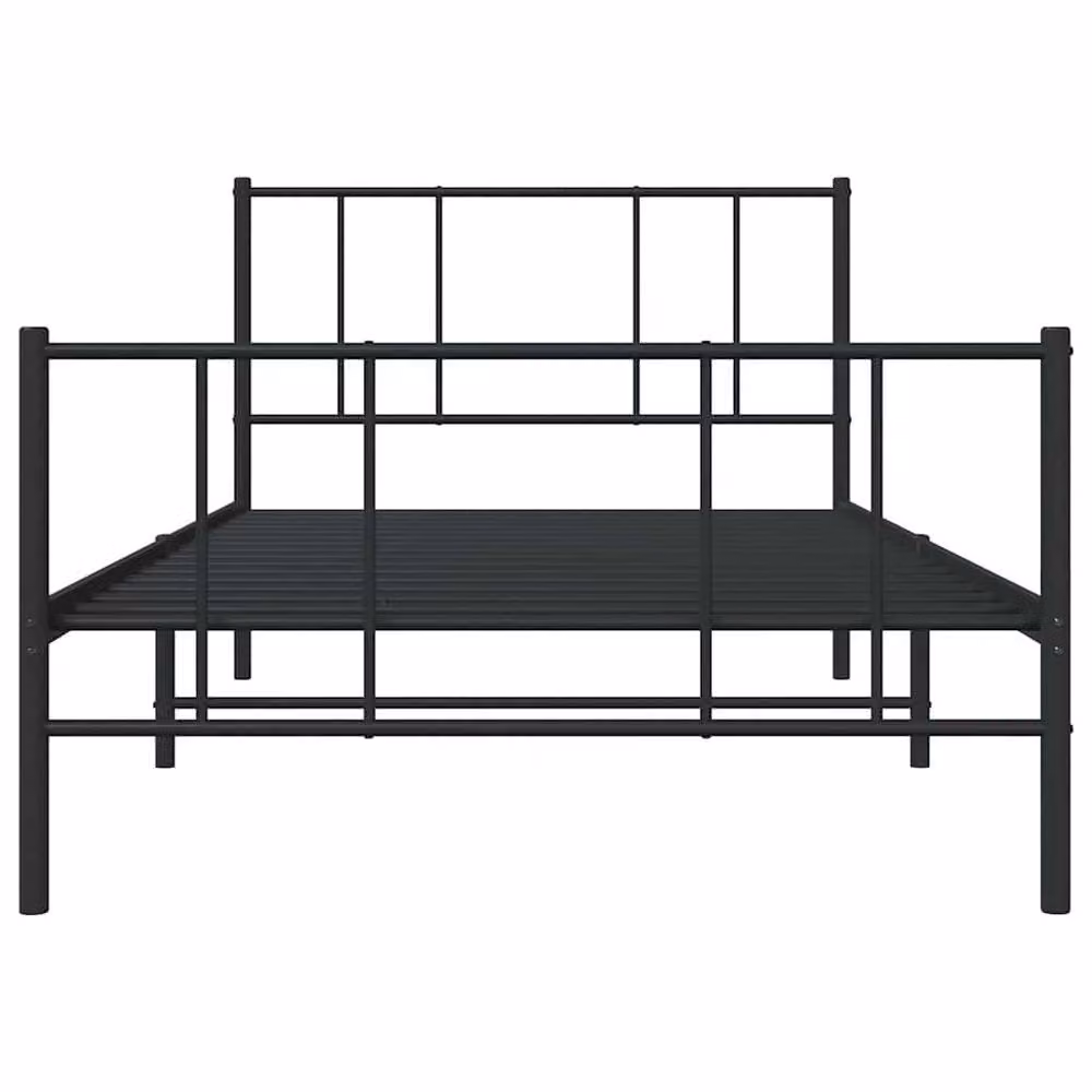 Berkfield Home Metal Bed Frame with Headboard and Footboard in Black, W/D/H: 100 x 190 cm – 3