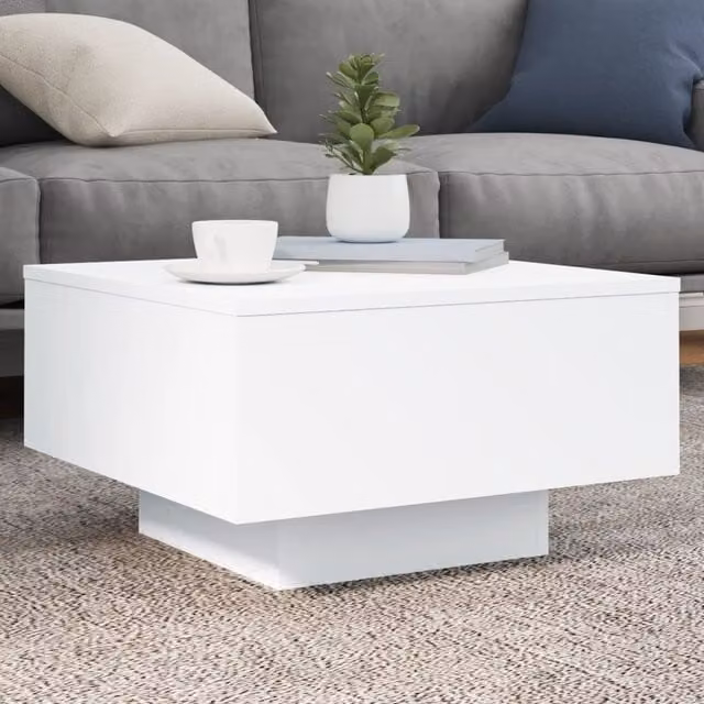 Berkfield Home Modern White Square Coffee Table, W/D/H: 55 x 55 x 31 cm