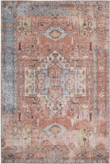 Kukoon Terracotta Distressed Aztec Geometric Non Slip Washable Low Pile Rug, W/D/H: 160 x 230 cm – 1
