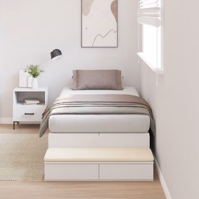 Berkfield Home White Engineered Wood Storage Bed Frame with Drawers W/D/H: 236.5 x 90 x 31.5 cm – 1
