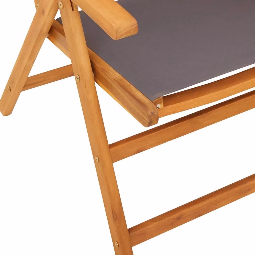 Berkfield Home Set of 4 Reclining Garden Chairs in Anthracite Fabric and Acacia Solid Wood – 3