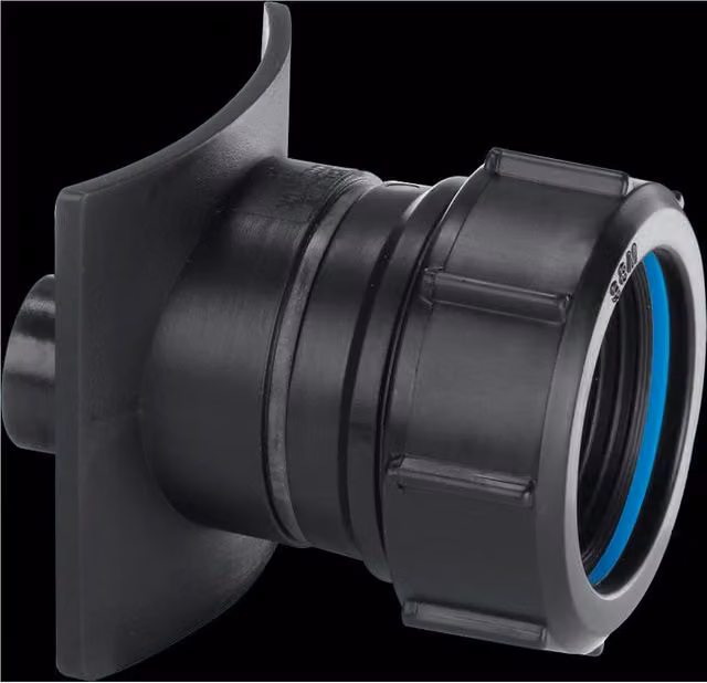 McAlpine Cast Iron Soil Pipe Boss Connector 110mm with 1 1/4 inch Outlet, Black