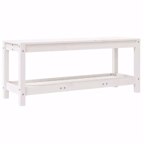 vidaXL White Lacquered Solid Pine Garden Bench, W: 108 cm, D: 35 cm, H: 45 cm – 1